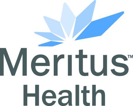 Meritus Health logo, half blue star above Meritus