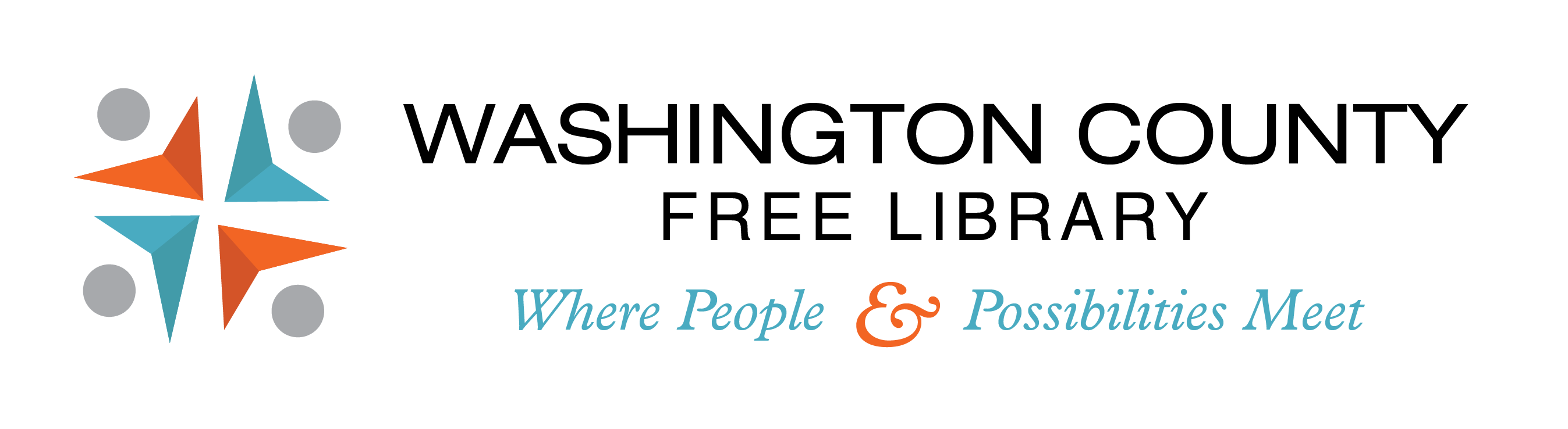 Washington County Free Library Washington County Free Library logo - 4 points reading book