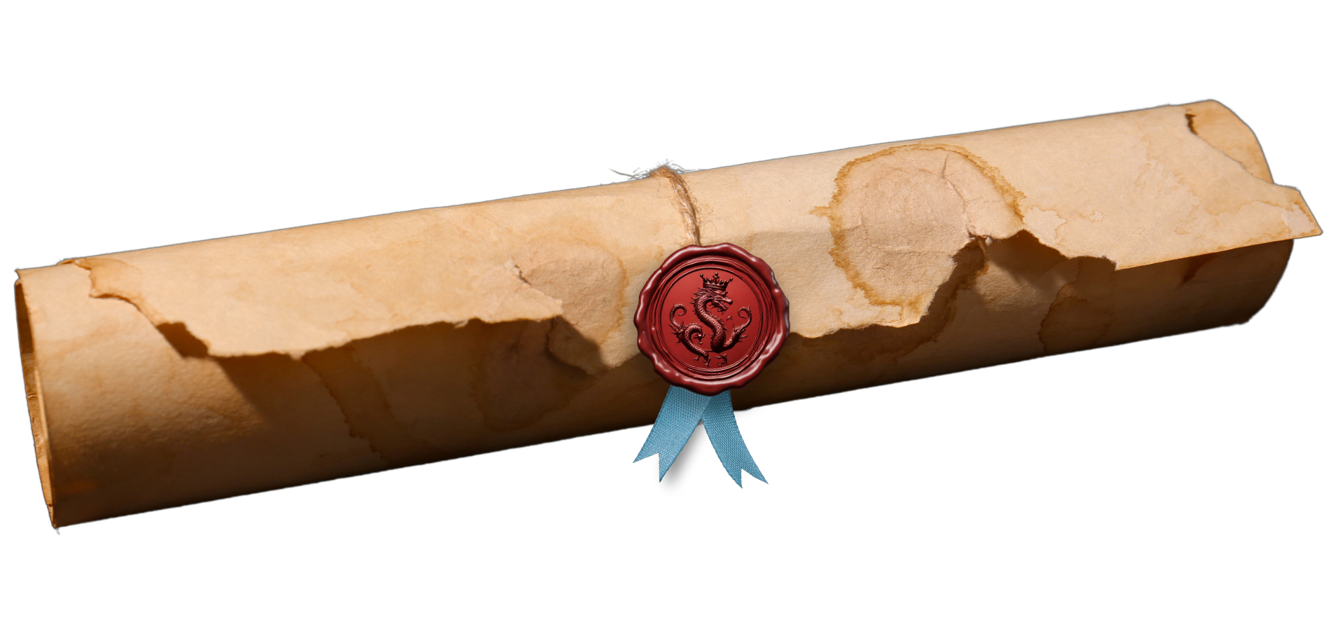 tan scroll rolled up with red wax seal