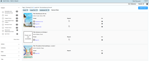 Screen capture of Brief Record display